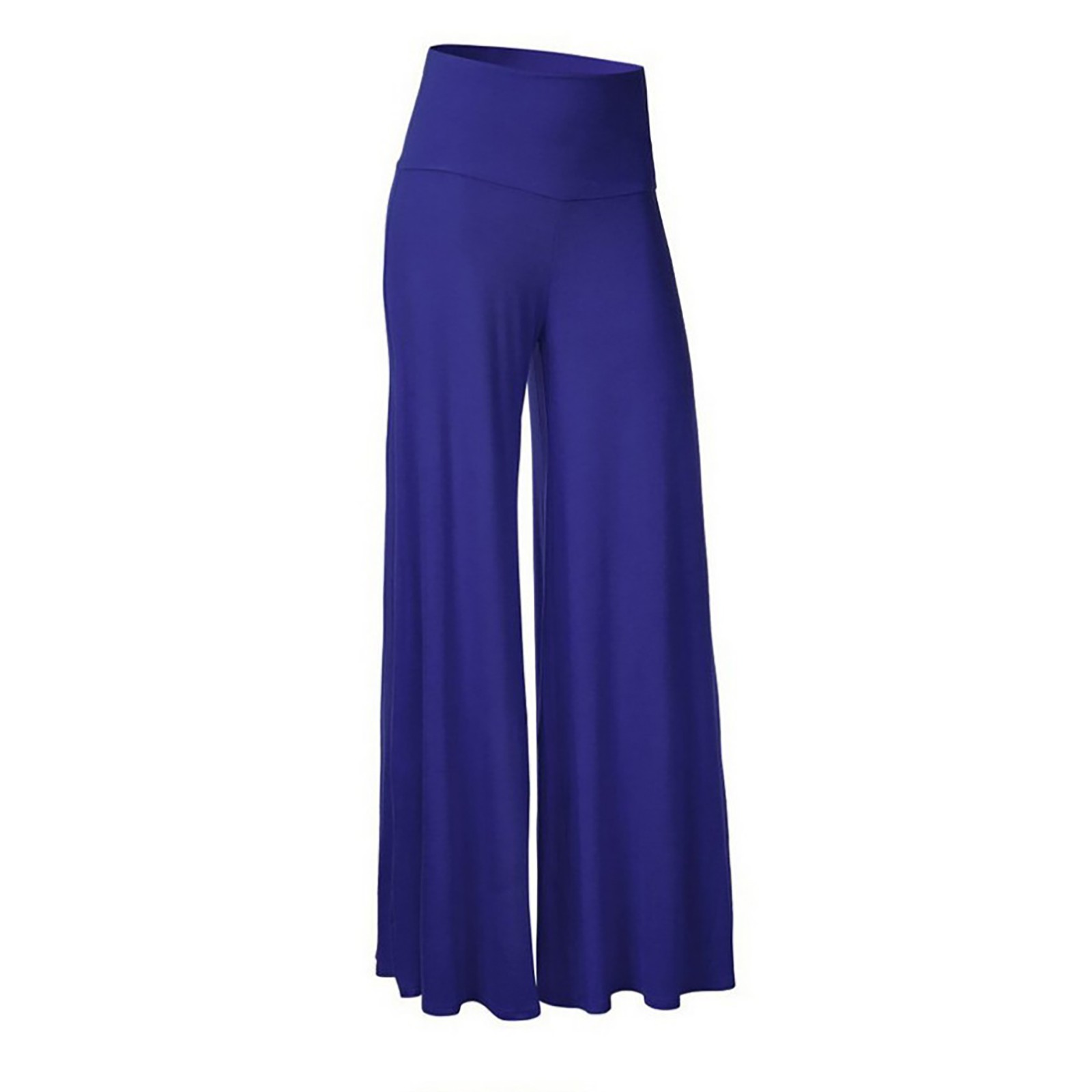 thumbnail image 2 of Pantalones de cintura alta y pierna ancha para mujer: elásticos, informales/para el trabajo/yoga, tejido de punto, para todas las estaciones, color liso, lavables a máquina/a mano, tallas S-XL., 2 of 4